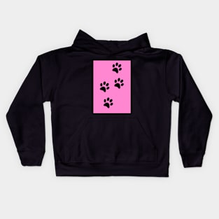 Black Paw-prints on a Pink surface Kids Hoodie